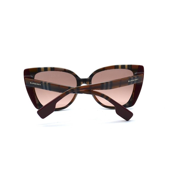 BURBERRY MERYL BE4393 CHECK BROWN BORDEAUX PINK GRADIENT SUNGLASSES - Picture 6 of 10